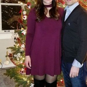 Express Maroon cut out choker dress